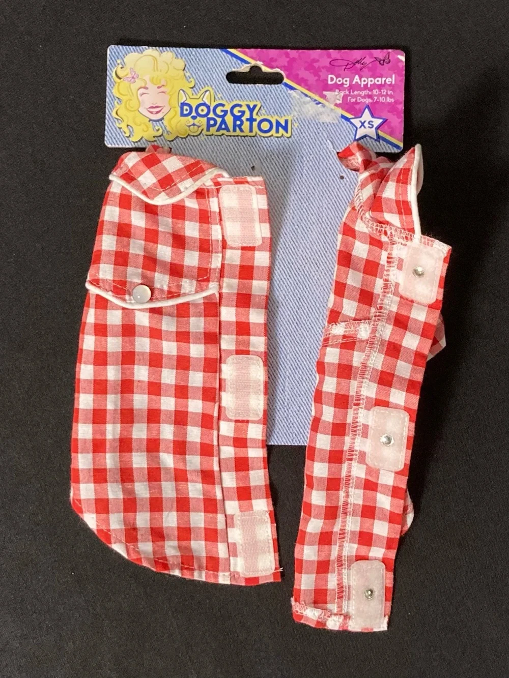 ⭐️ Dolly Parton Doggy Parton Red Gingham Dog Shirt Size XS For Dogs 7-10 lbs